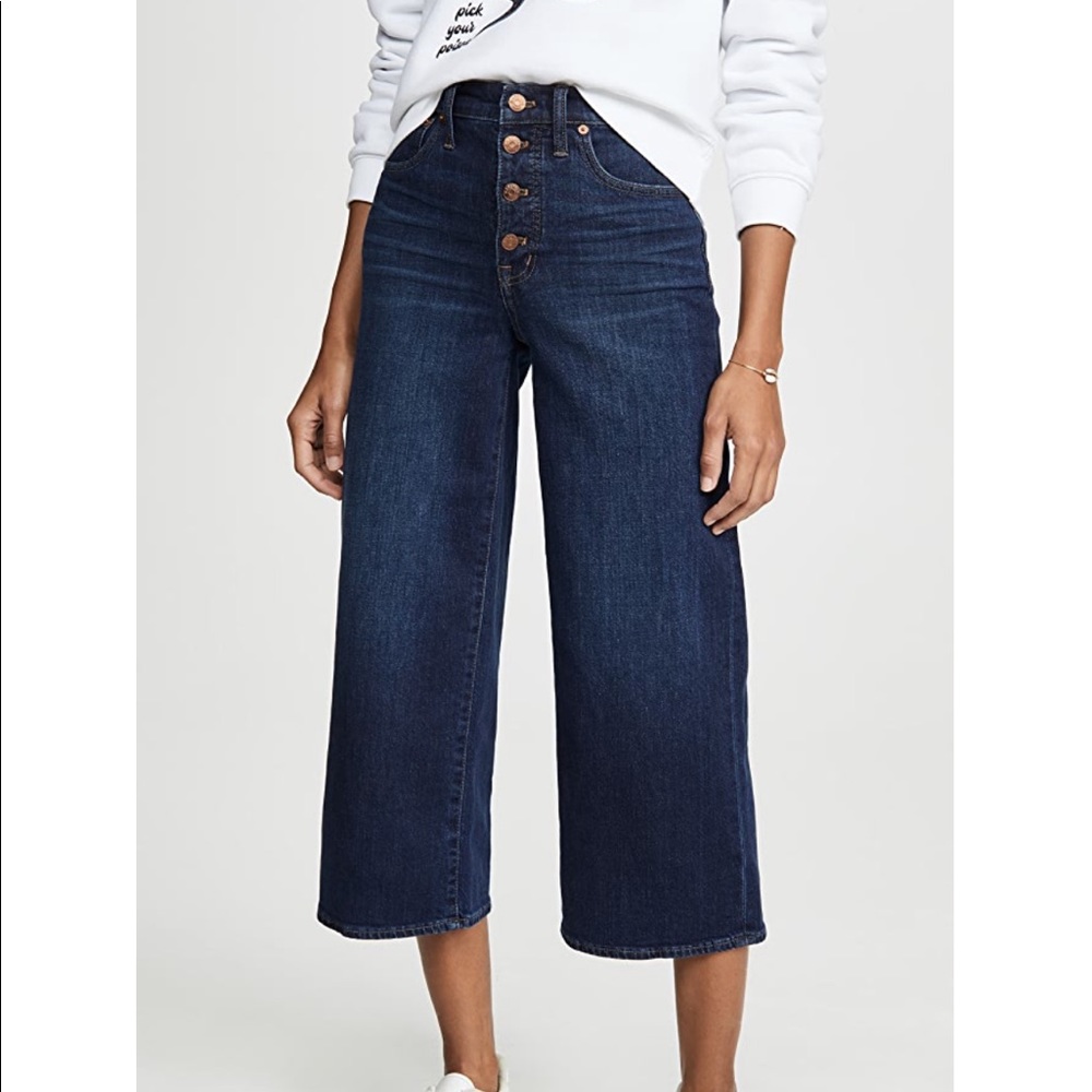 Madewell Button Front Wide Leg Crop Jeans